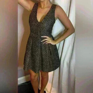 NWT Pookie & Sebastian Fit and Flare Dress Black with Gold size S